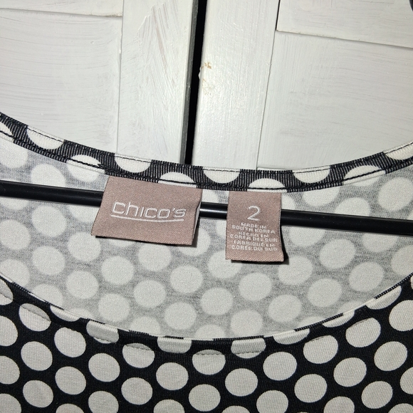 Chico's Black and White Polka Dot Long Sleeve Top - Picture 2 of 4